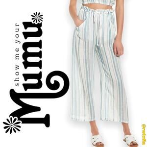 Show Me Your Mumu Peterson Wide Leg Pants Paperbag Waist Striped Women's Large